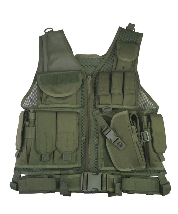 Kombat UK Cross Draw Tactical Vest - Olive Green