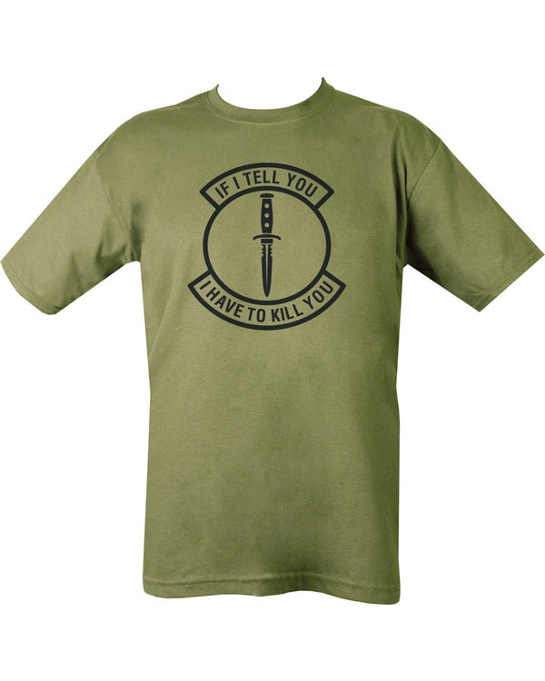 Kombat UK If I Tell You T-shirt - Olive Green - END OF LINE
