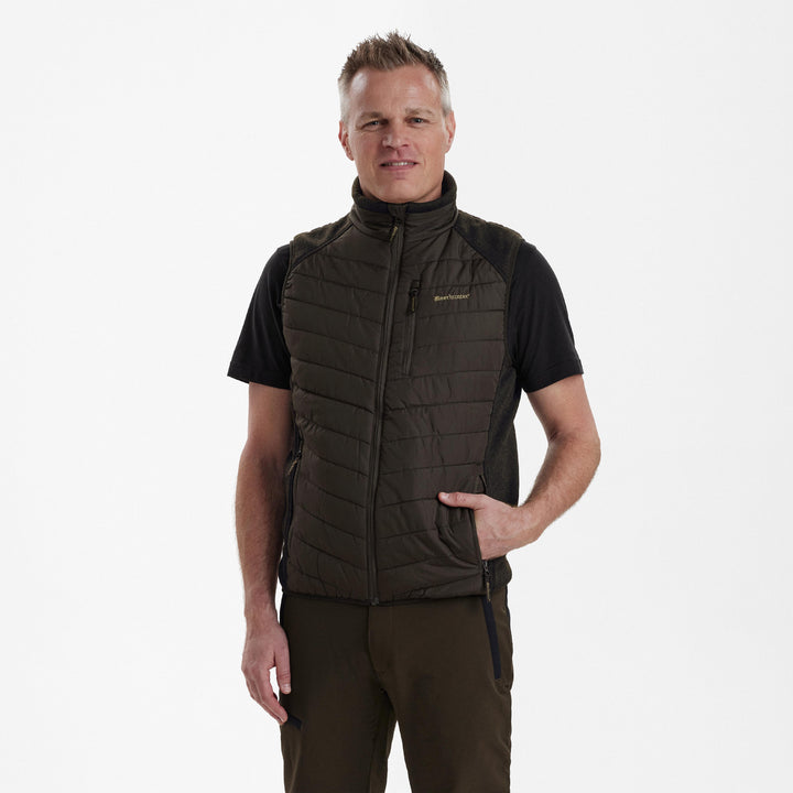 Deerhunter Moor Padded Waistcoat with knit Brown Leaf