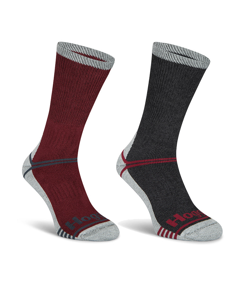 Hoggs Of Fife Field & Outdoor Coolmax Sock (Twin Pack) Burgundy/Grey