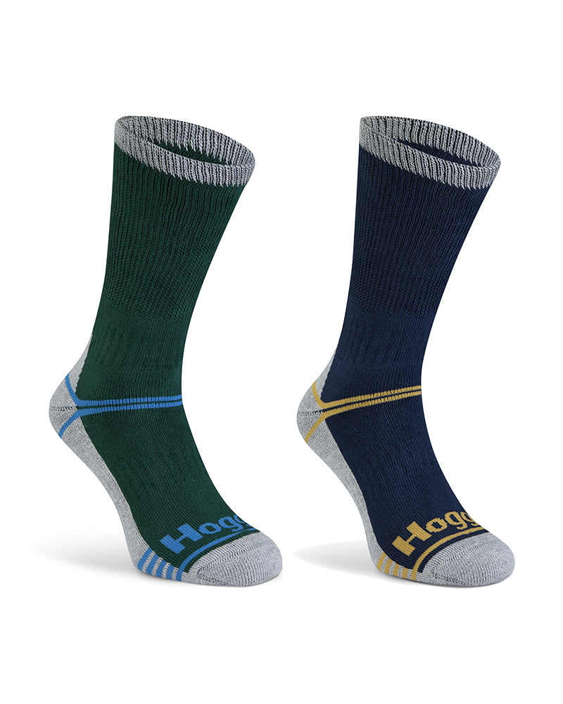Hoggs Of Fife Field & Outdoor Coolmax Sock (Twin Pack) Green/Navy