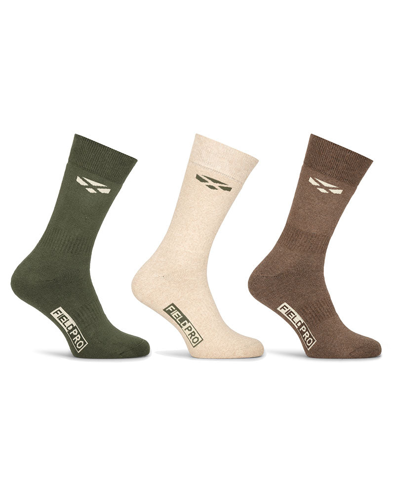 Hoggs Of Fife Field Pro Country Sock (3ppk) Olive/Oatmeal/Brown
