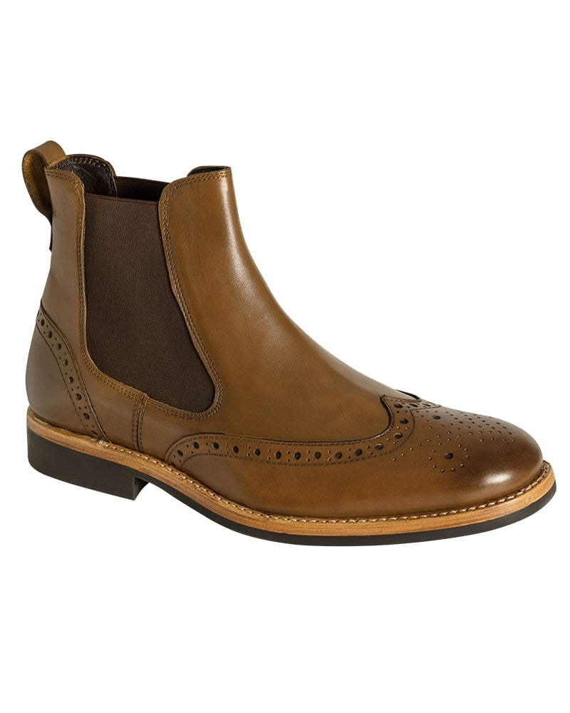 Hoggs Of Fife Stanley Semi-Brogue Dealer Boots Burnished Tan