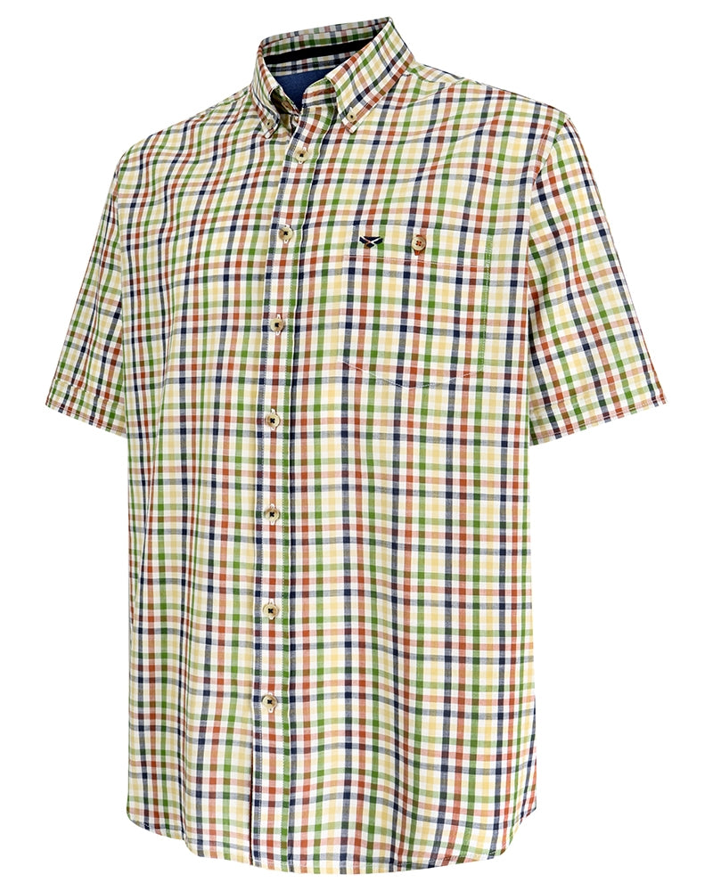 Hoggs Of Fife Aberdour Short Sleeve Checked Shirt Gold