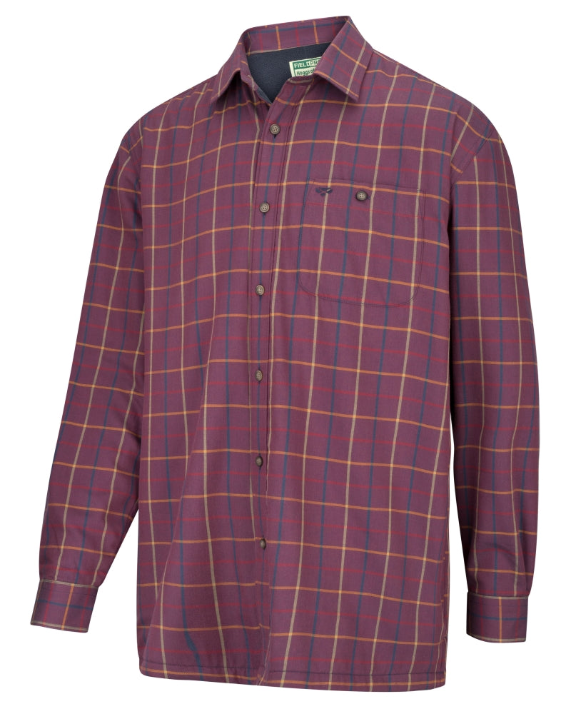 Hoggs Of Fife Fleece Lined Shirts Bramble - Wine Check