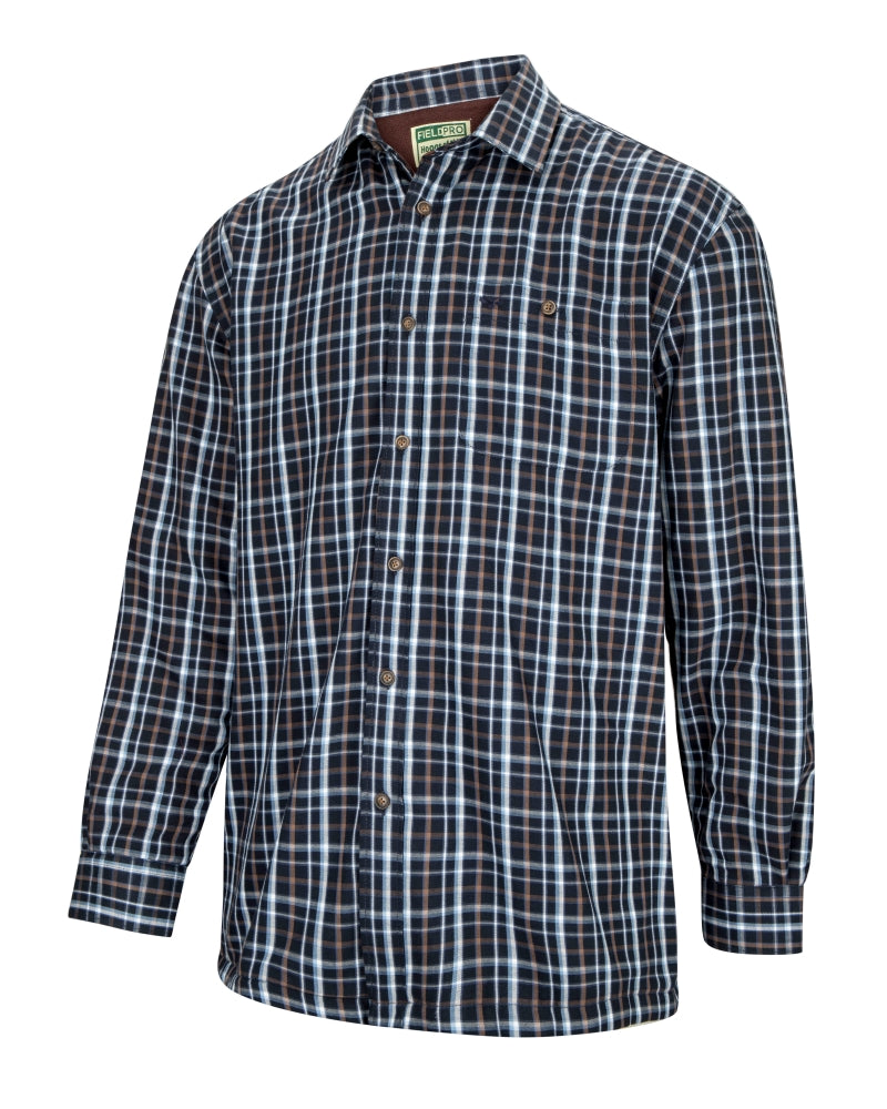 Hoggs Of Fife Fleece Lined Shirts Bark - Navy/Brown Check