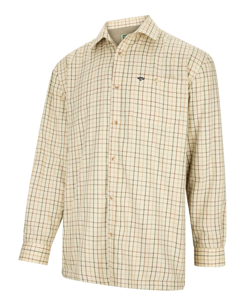 Hoggs Of Fife Fleece Lined Shirts Beech - Green Check