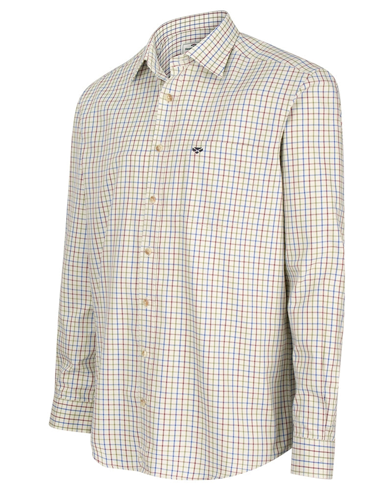 Hoggs Of Fife Inverness Cotton Tattersall Shirt Wine Blue Green