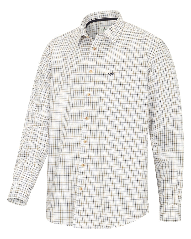 Hoggs Of Fife Inverness Cotton Tattersall Shirt Navy Blue Brown White