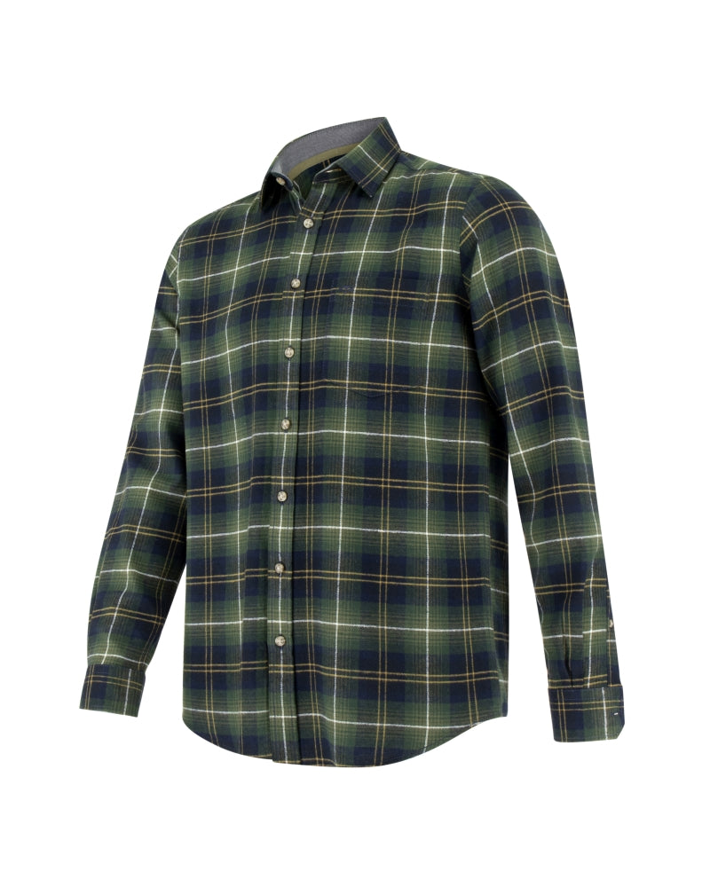 Hoggs Of Fife Pitmedden LS Flannel Check Shirt Green Check