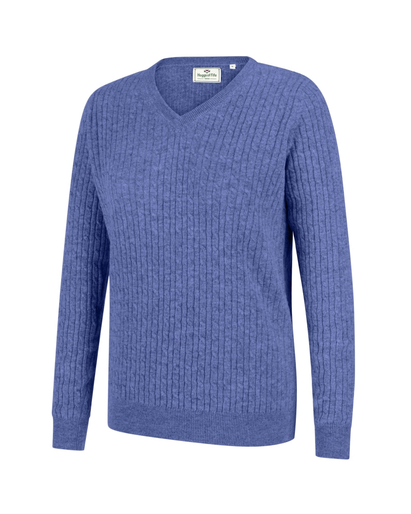 Hoggs Of Fife Lauder Ladies Cable Pullover Violet
