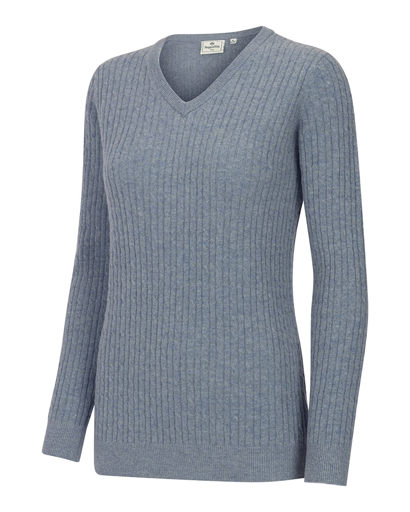 Hoggs Of Fife Lauder Ladies Cable Pullover Grey
