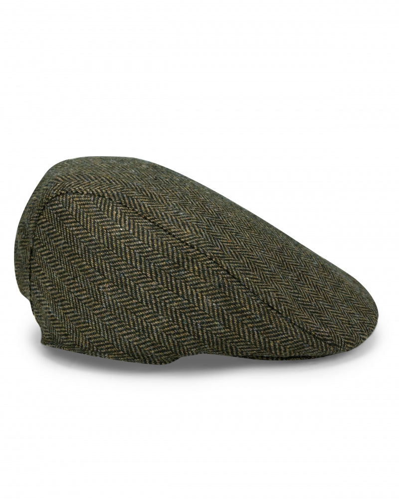 Hoggs Of Fife Herringbone Waterproof Tweed Cap Green