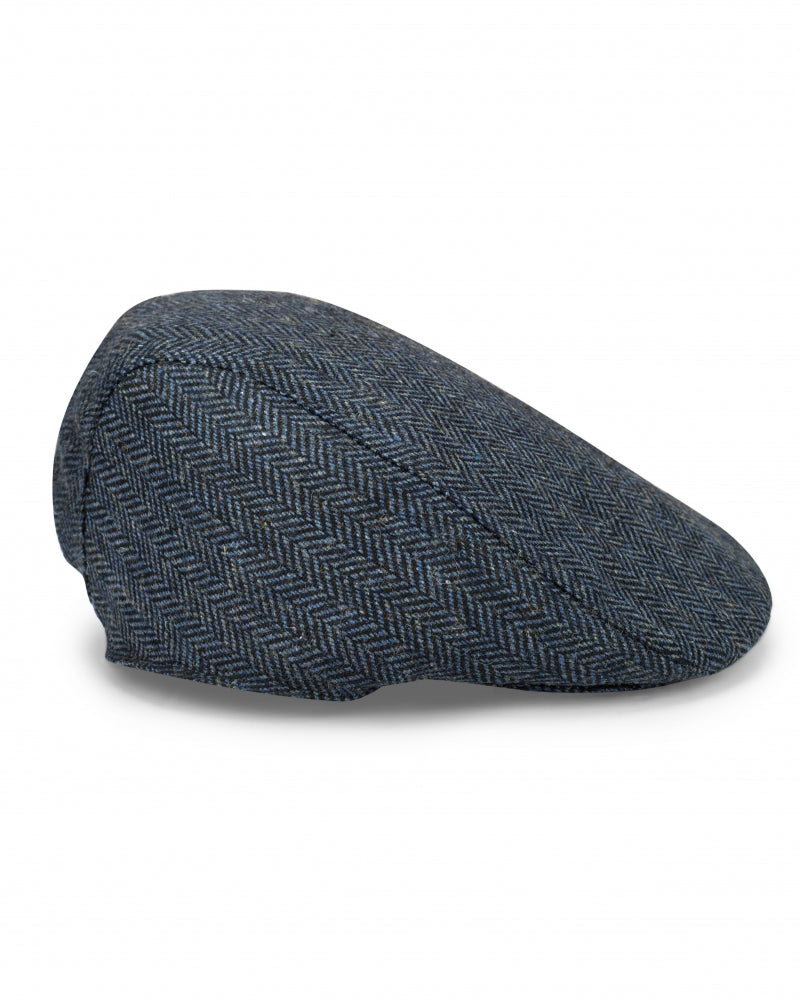 Hoggs Of Fife Herringbone Waterproof Tweed Cap Navy