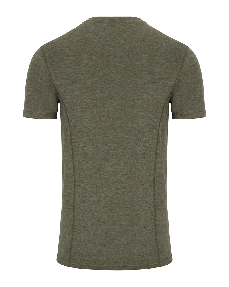 Hoggs Of Fife 100% Merino Wool Crew Neck Base Layer Short Sleeve Green