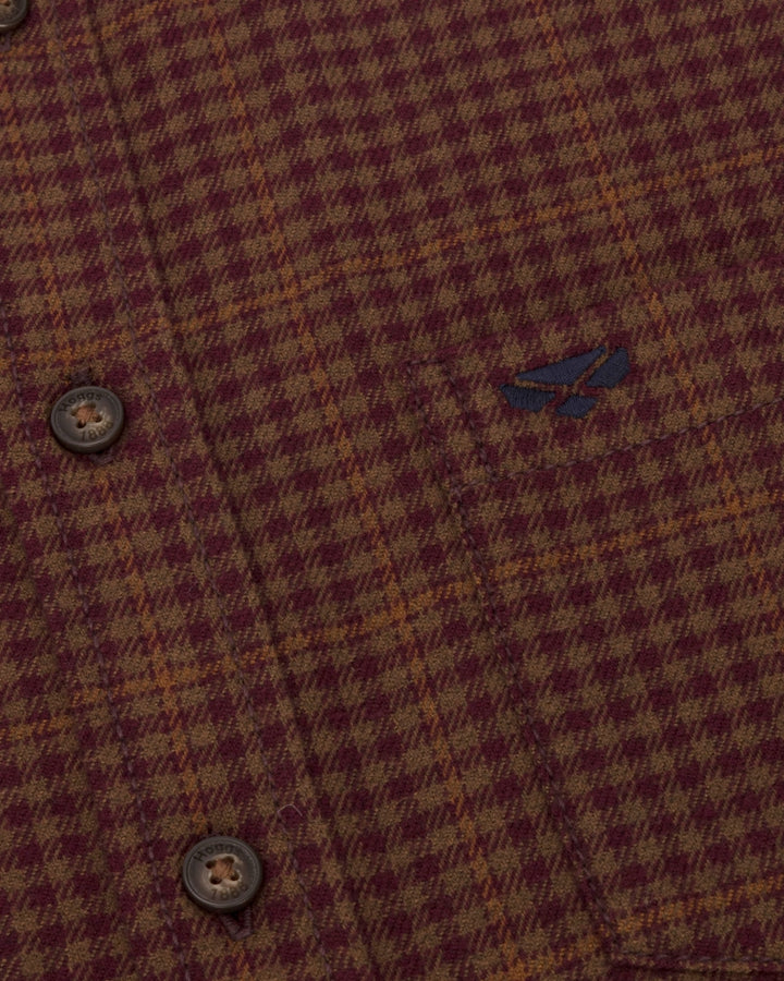 Hoggs Of Fife Harris Cotton/Wool Twill Check Shirt Rust