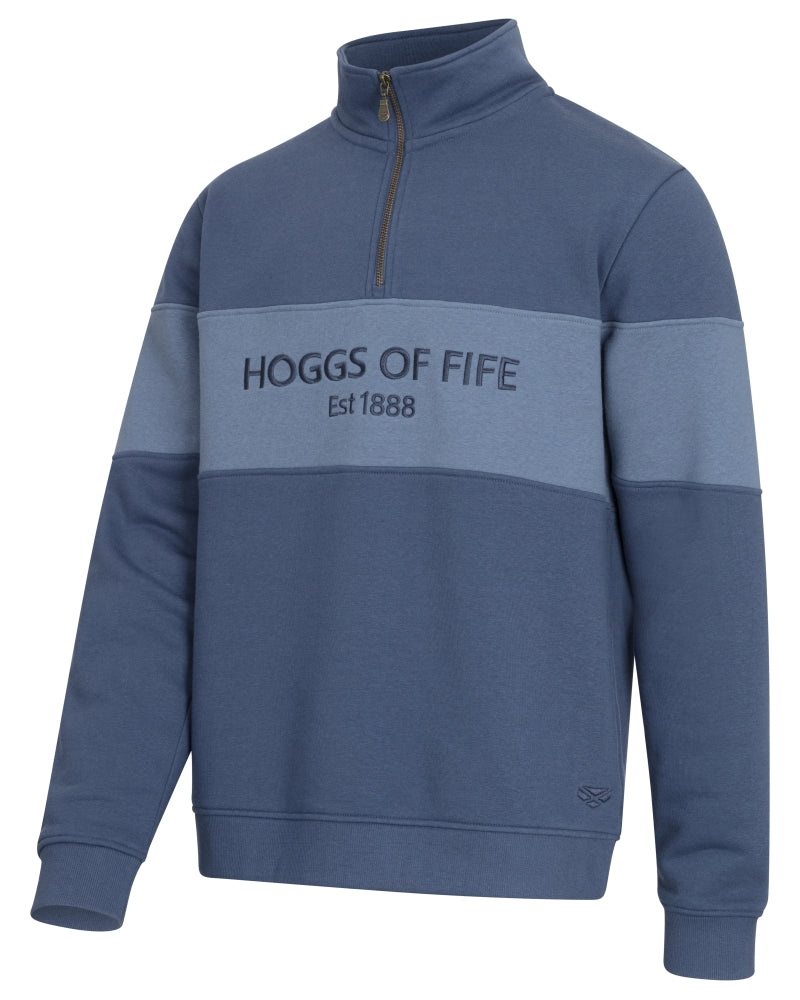 Hoggs Of Fife Dumfries 1888 Gents 1/4 Zip Sweatshirt Sea Blue/Vintage Blue