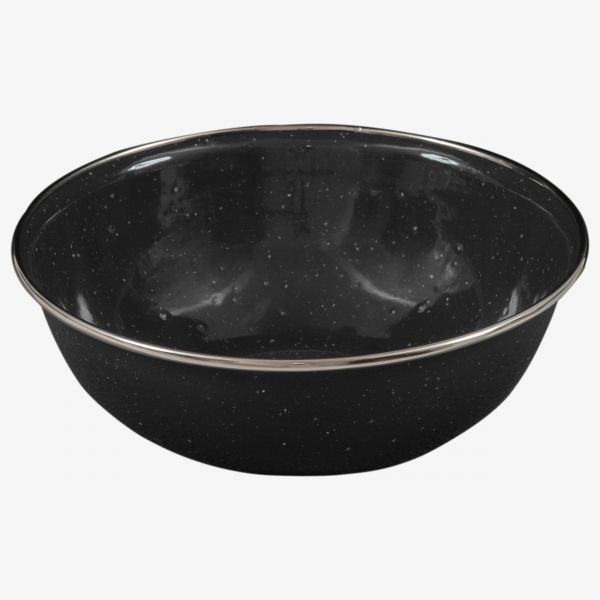 enamel bowl with steel rim. black