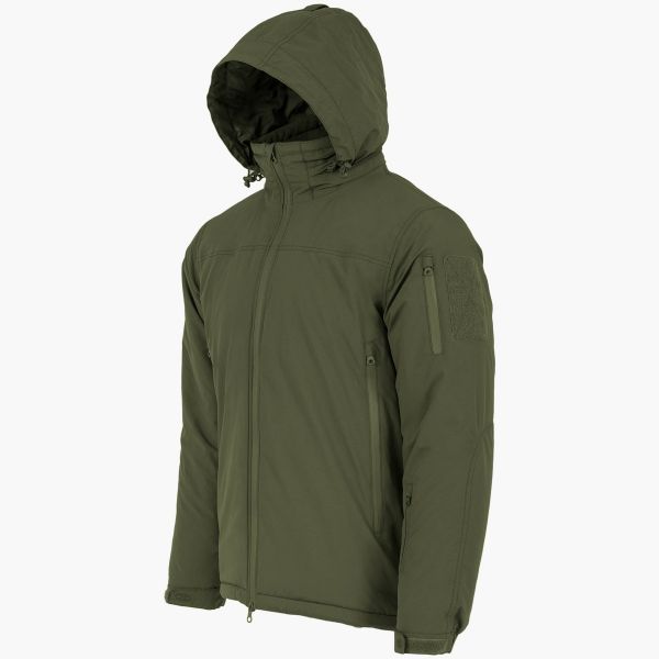 highlander stryker winter olive green jacket side arm pocket zip front full length zip side arm pocket high collar internal hood up