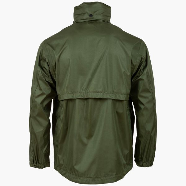olive ab-tex gore-tex. rear showing horizontal ventilation and high collar