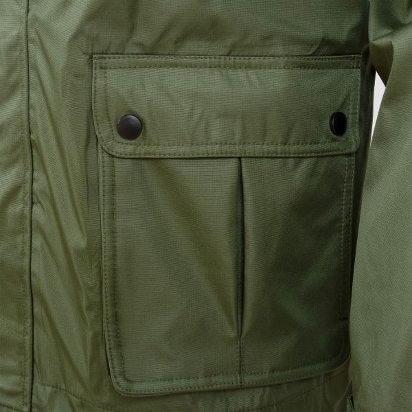 olive ab-tex gore-tex bellowed pleated pocket with press stud